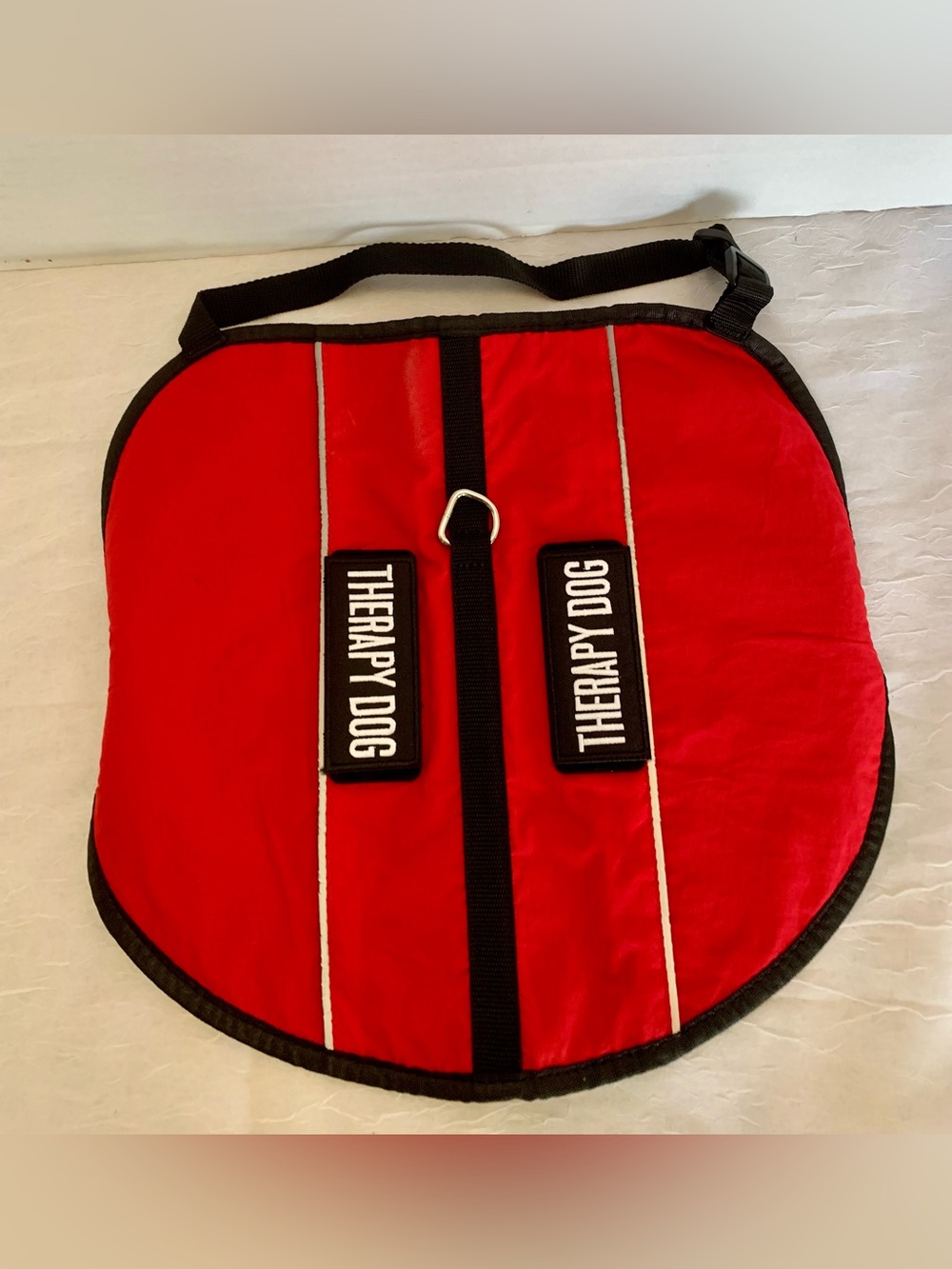 Red Therapy Dog Vest with Reflective Stripes. Size medium
